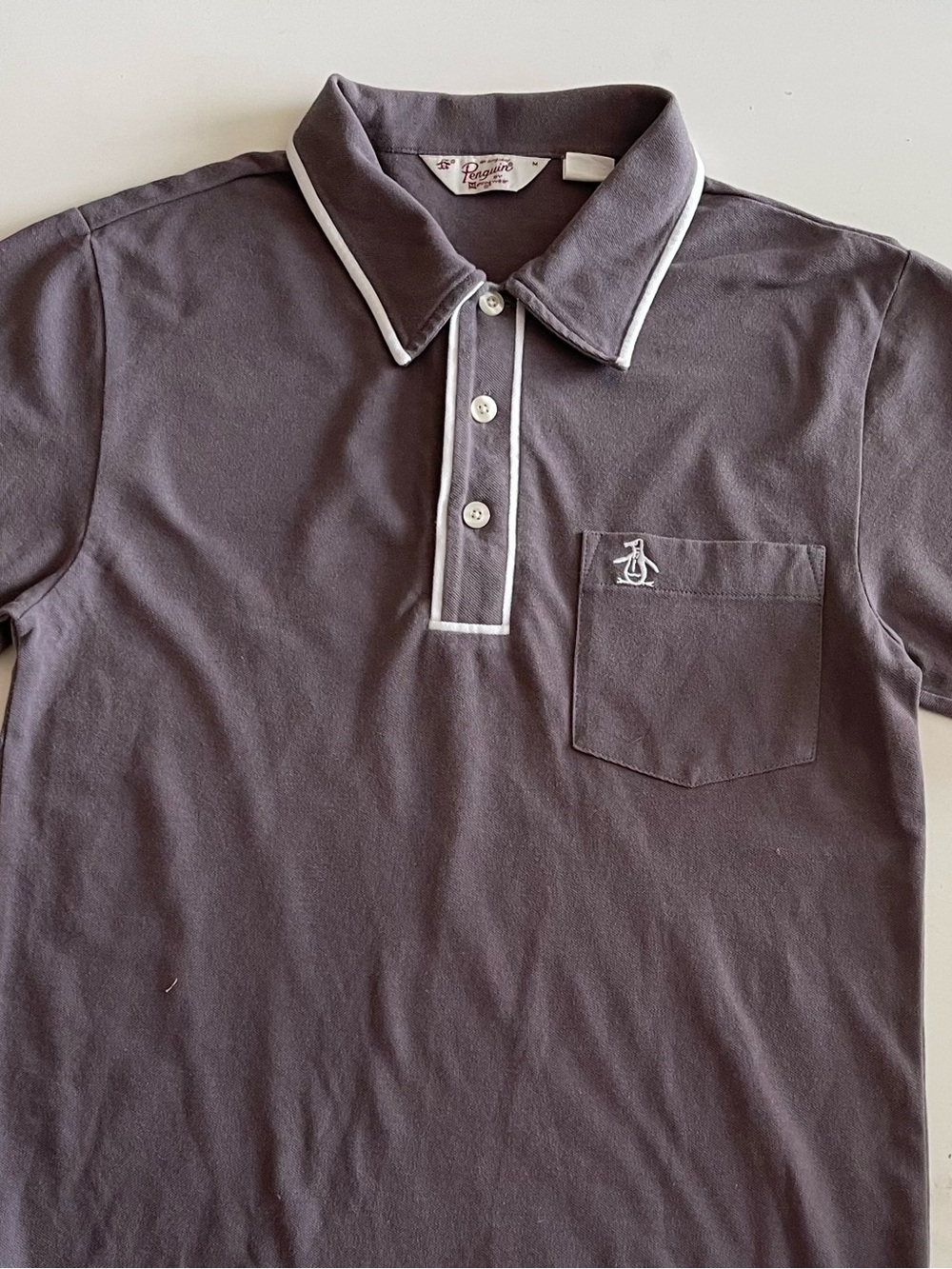 Original Penguin Men's Polo in Taupe with White Trim